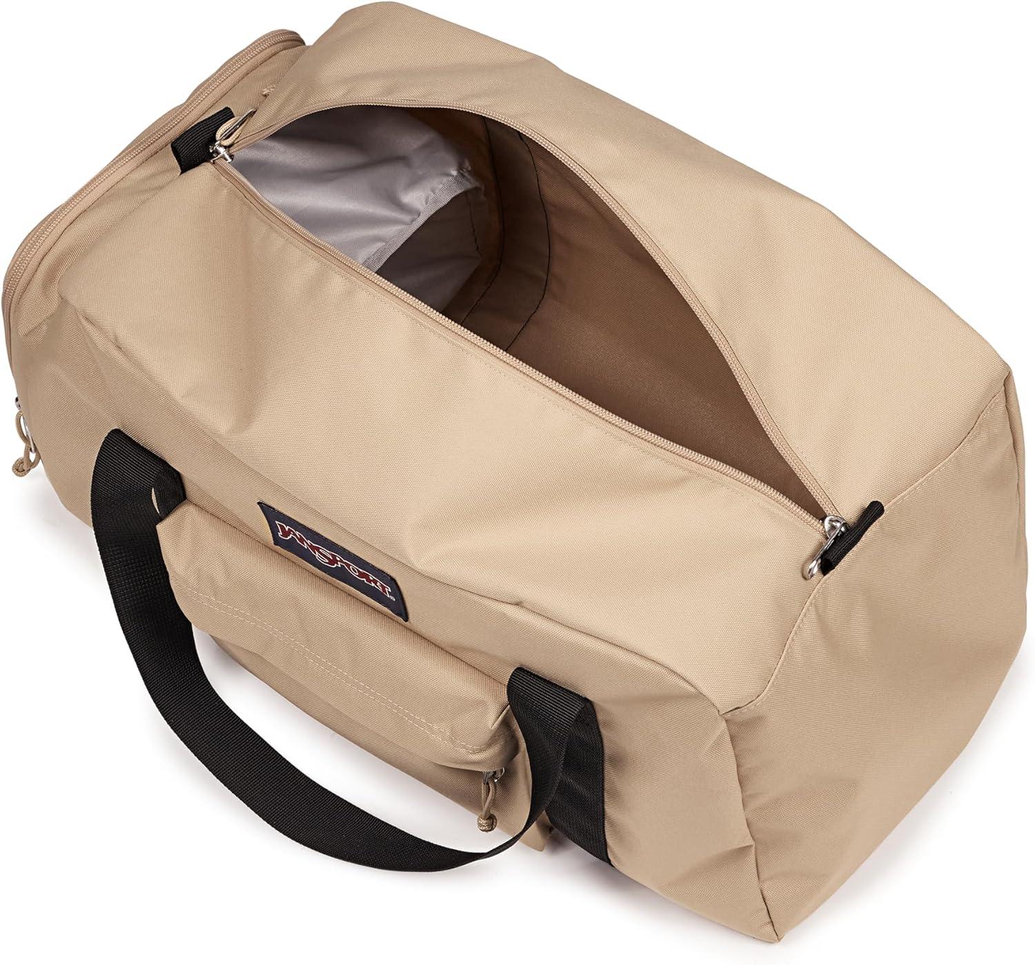 imageJanSport Weekender Duffel  Travel or Gym Bag Durable Weekender with Front Utility Pocket ampamp Side Grab HandlesTravertine