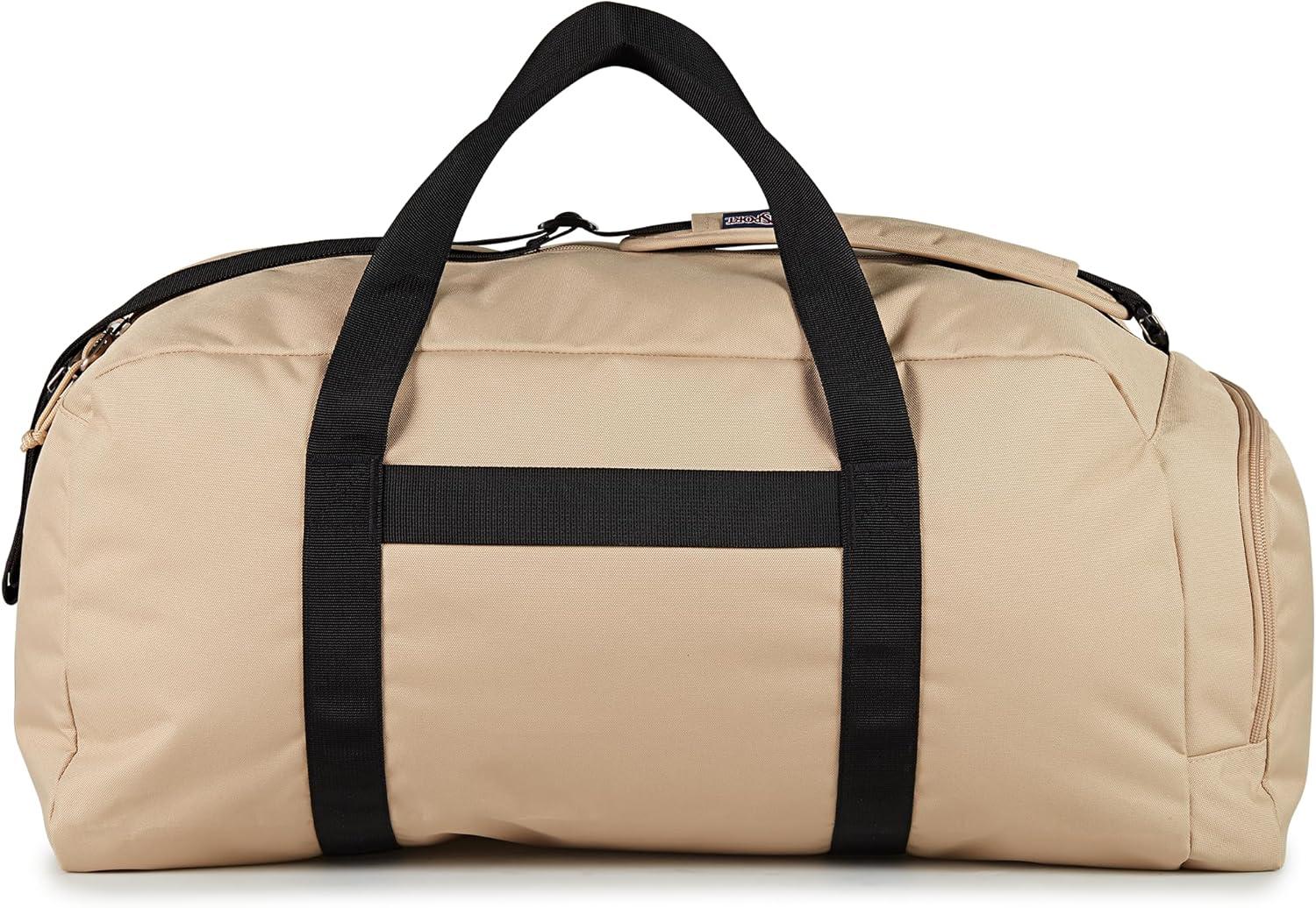 imageJanSport Weekender Duffel  Travel or Gym Bag Durable Weekender with Front Utility Pocket ampamp Side Grab HandlesTravertine