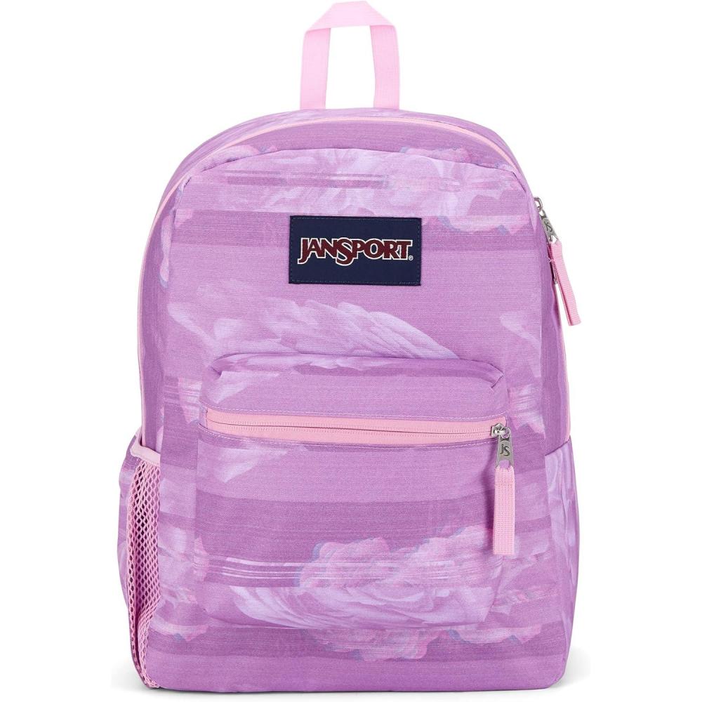 imageJanSport Cross Town Backpack 17quot x 125quot x 6quot Simple Bag for Everyone with 1 Main Compartment Front Utility Pocket Premium Class Accessories BlackStatic Rose