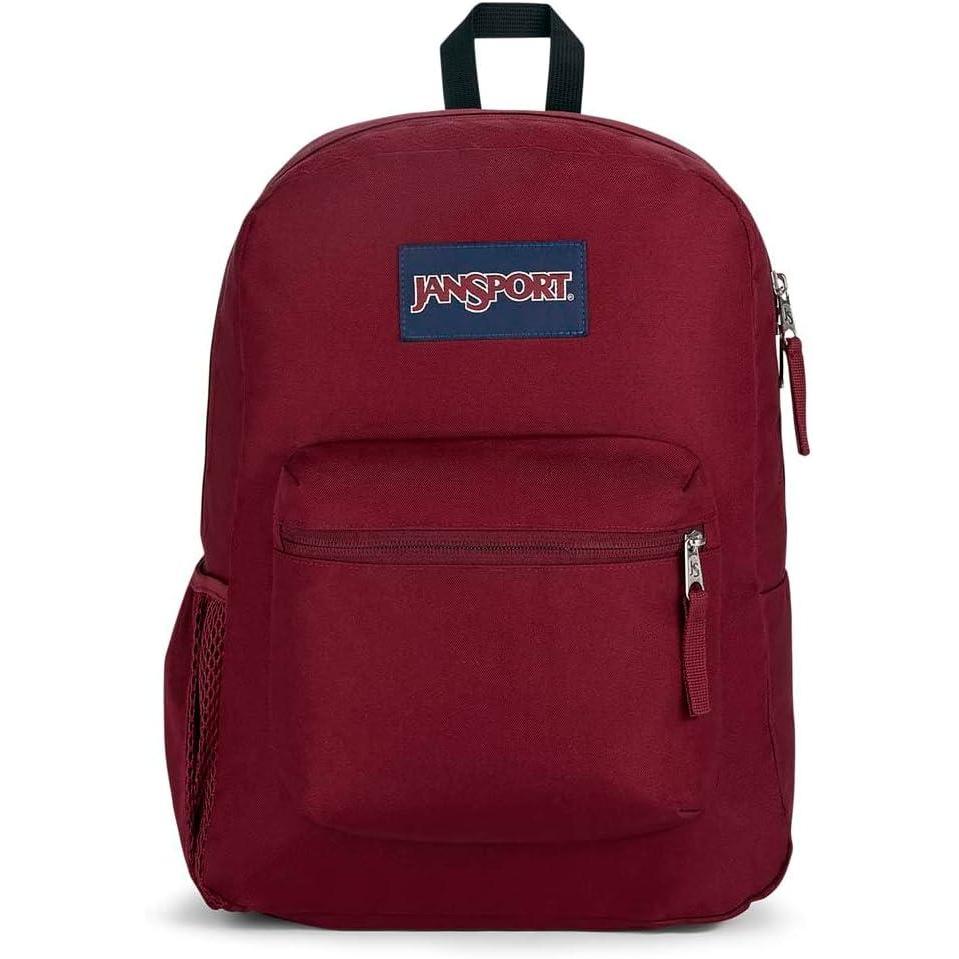 imageJanSport Cross Town Backpack 17quot x 125quot x 6quot Simple Bag for Everyone with 1 Main Compartment Front Utility Pocket Premium Class Accessories BlackRusset Red