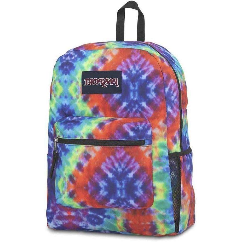 imageJanSport Cross Town Backpack 17quot x 125quot x 6quot Simple Bag for Everyone with 1 Main Compartment Front Utility Pocket Premium Class Accessories BlackRed Multi Hippie Days