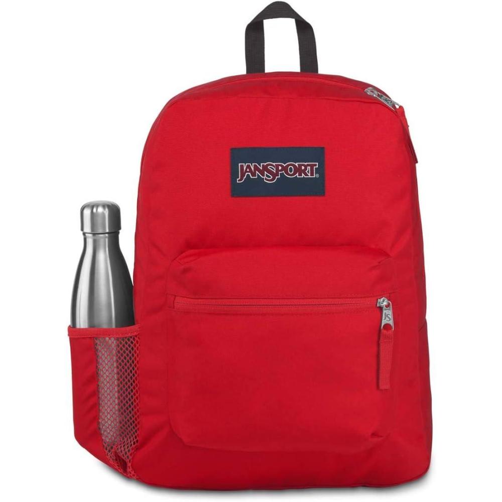 imageJanSport Cross Town Backpack 17quot x 125quot x 6quot Simple Bag for Everyone with 1 Main Compartment Front Utility Pocket Premium Class Accessories BlackRed Tape