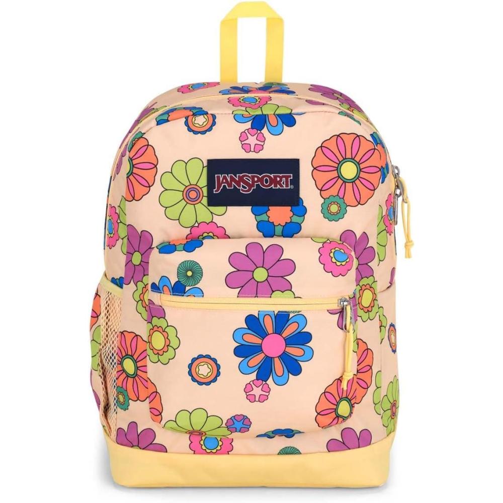 imageJanSport Cross Town Plus Backpack  Large Main Compartment Side Water Bottle Pocket 15Inch Padded Laptop Sleeve  BlackPower to the Flower