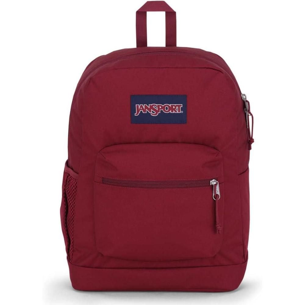 imageJanSport Cross Town Plus Backpack  Large Main Compartment Side Water Bottle Pocket 15Inch Padded Laptop Sleeve  BlackRusset Red