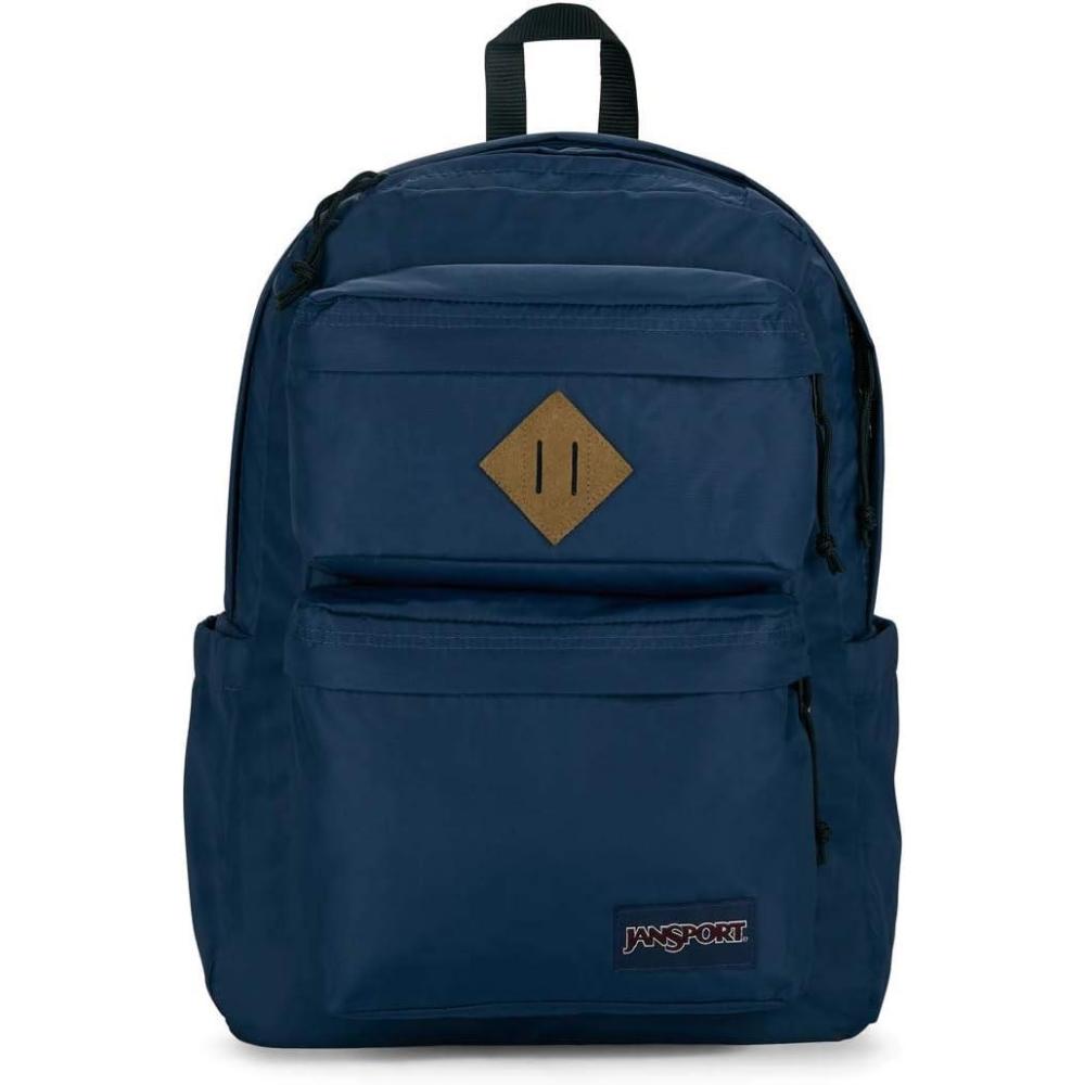 imageJanSport Double Break Backpack  15inch Padded Laptop Compartment Dual Water Bottle Pockets Internal Organizer Large Main Compartment NavyNavy