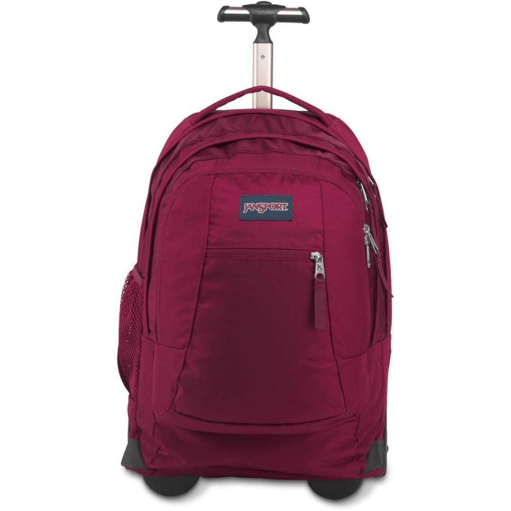 imageJanSport Driver 8 Rolling Backpack  Wheeled Travel Bag with 15Inch Laptop Sleeve One Size BlackRusset Red