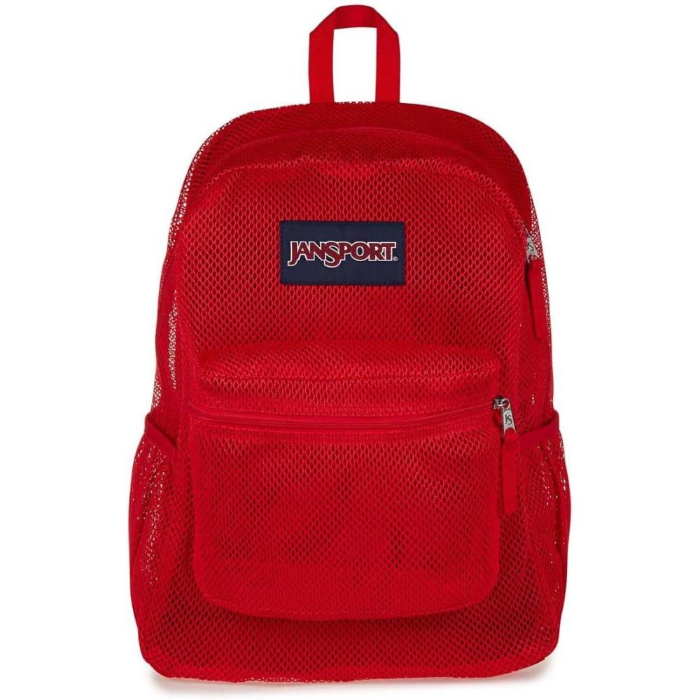 imageJanSport Eco Mesh Backpack Red Tape 17 x 125 x 6  Large SemiTransparent Bag for Adults with Laptop Sleeve Padded Back Panel Pastel LilacRed Tape