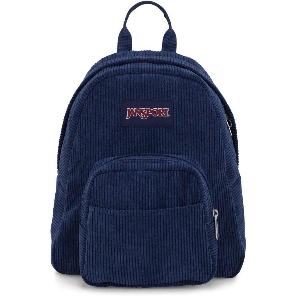 imageJanSport Half Pint FX Mini Backpack  One Main Compartment Front Zippered Stash Pocket Adjustable Webbing Shoulder Straps Web Haul Handle  Navy CorduroyNavy Corduroy