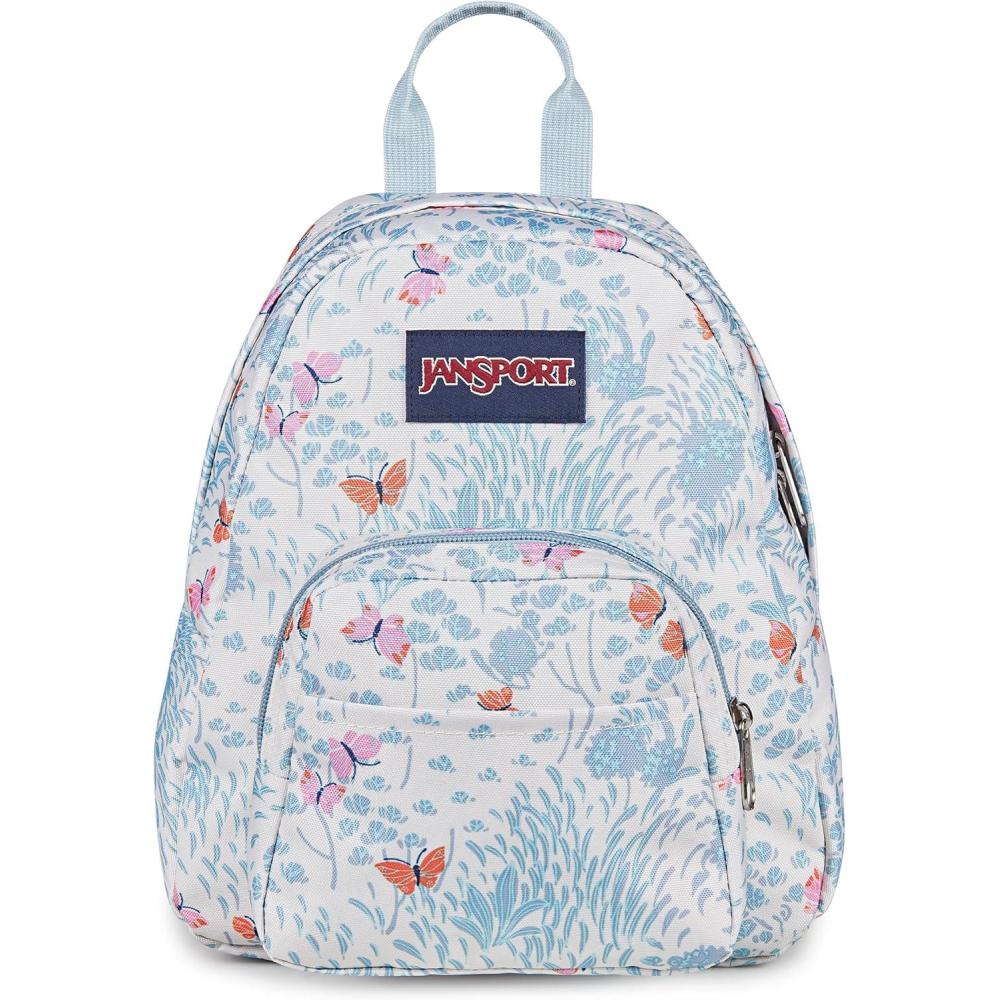 imageJanSport Half Pint Mini Backpack 102 L  Durable Mini Bag Purse with Adjustable Shoulder Straps Single Main Compartment Zippered Stash Pocket BlackFluttering Fields