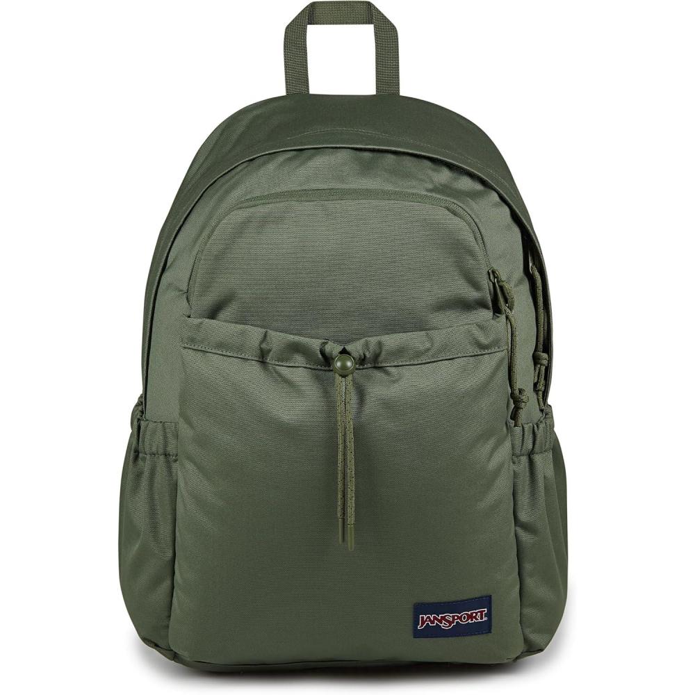 imageJanSport Lounge Pack  Large Main Compartment Dual Water Bottle Pockets Front Drawcord Pocket Padded Laptop Sleeve Oyster MushroomCargo Green