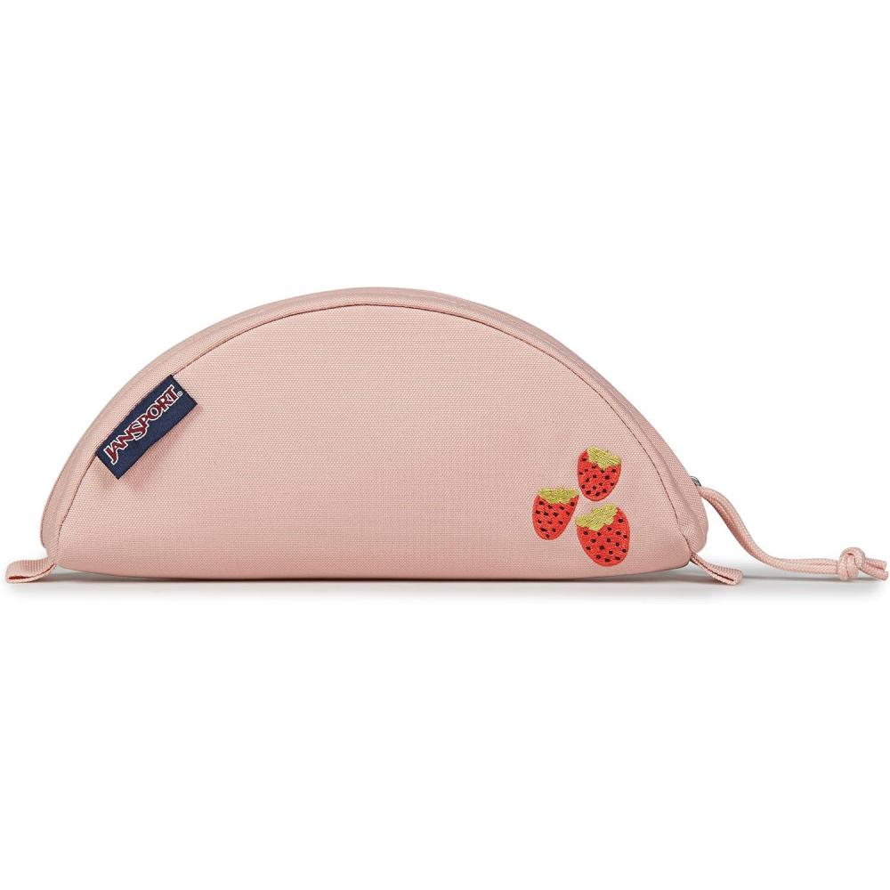 imageJanSport Luna Blue Compact Minimalist Semicircular PouchStrawberry Embroidery