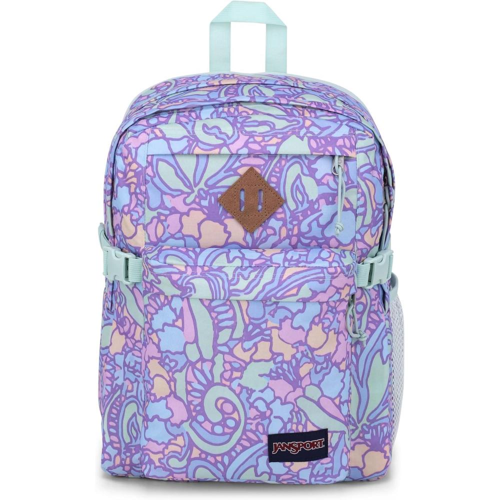 imageJanSport Main Campus Backpack  Travel or Work backpack w 15Inch Laptop Sleeve and Dual Water Bottle Pockets Graphite GreyFluid Floral Pastel Lilac
