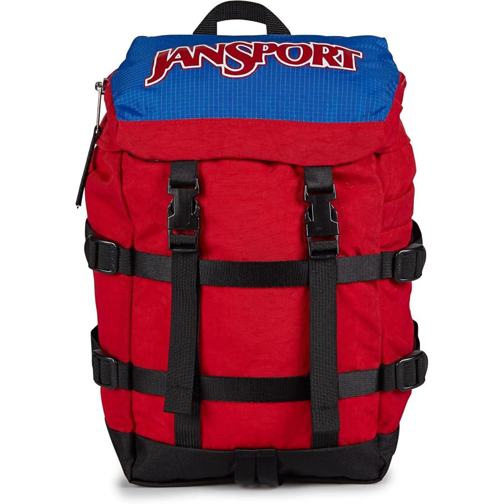 imageJanSport Mini Skip Pack  Compact Backpack with Main Compartment Side Water Bottle Pocket and Zippered Accessory Pocket Jelly KellyRed Tape