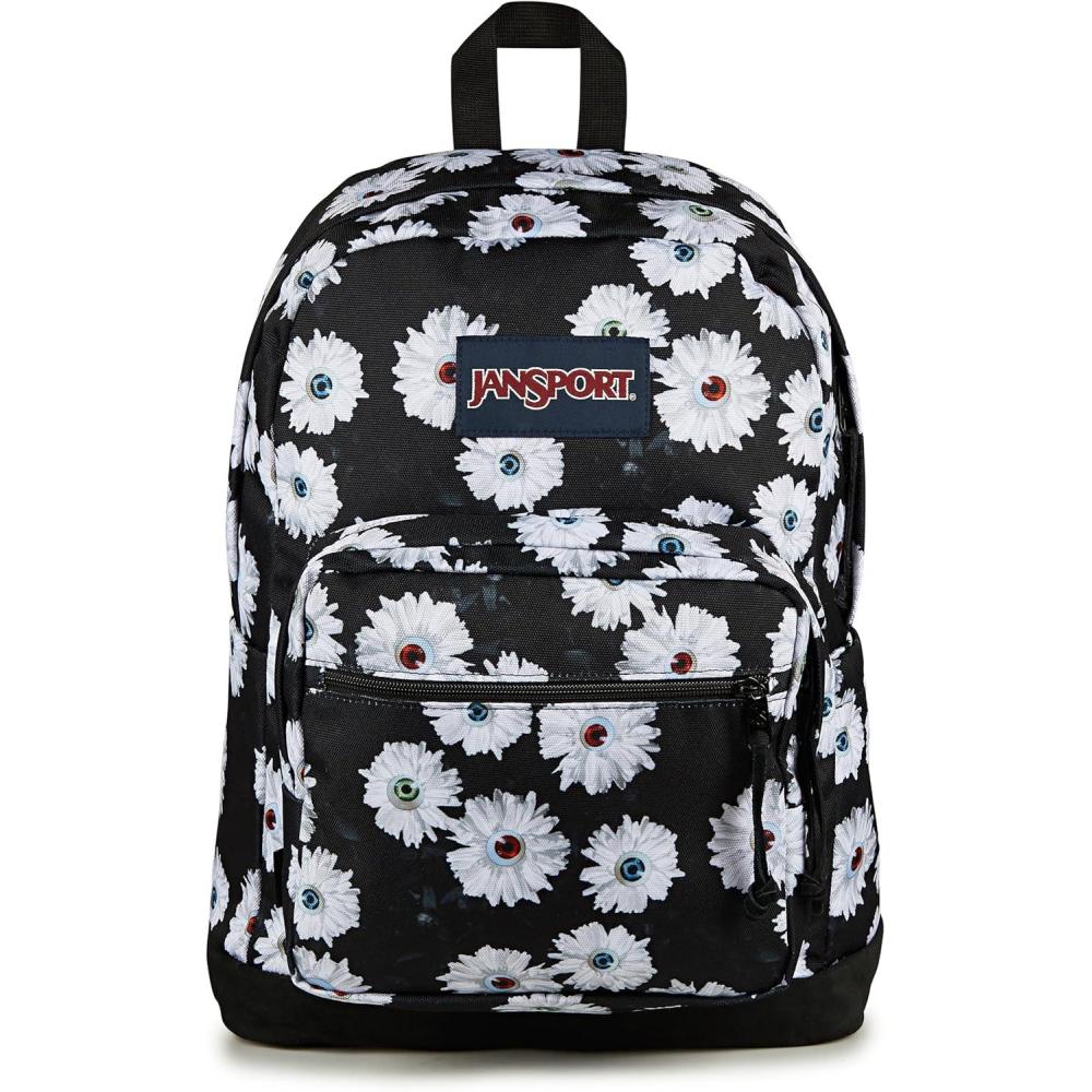 imageJanSport Right Pack Backpack  Durable Daypack with Padded 15quot Laptop Sleeve Spacious Main Compartment ampamp Integrated Water Bottle Pocket  BlackEyeball Blossom