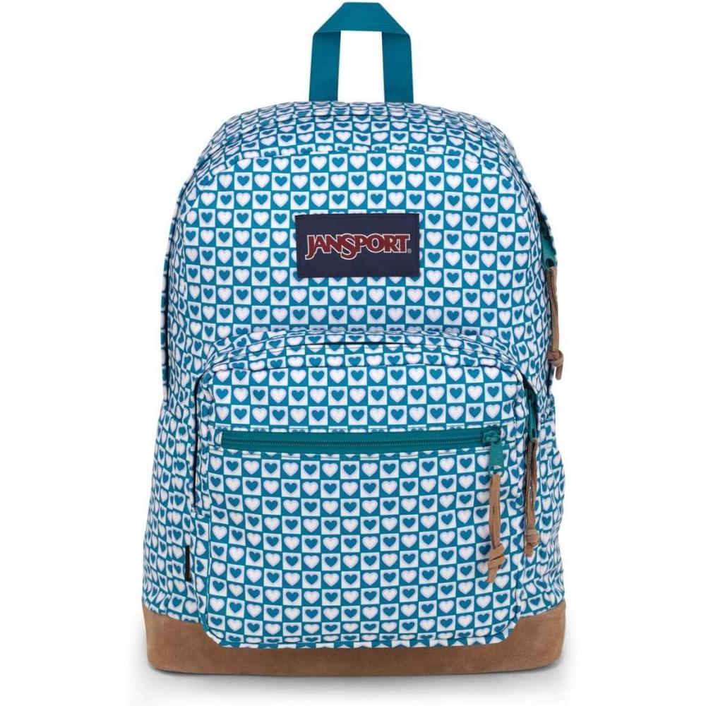 imageJanSport Right Pack Backpack  Durable Daypack with Padded 15quot Laptop Sleeve Spacious Main Compartment ampamp Integrated Water Bottle Pocket  BlackHyped Hearts Green