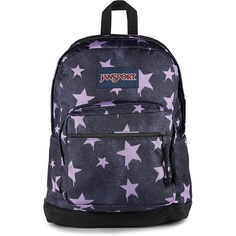 imageJanSport Right Pack Backpack  Durable Daypack with Padded 15quot Laptop Sleeve Spacious Main Compartment ampamp Integrated Water Bottle Pocket  BlackSprayed Stars Pastel Lilac