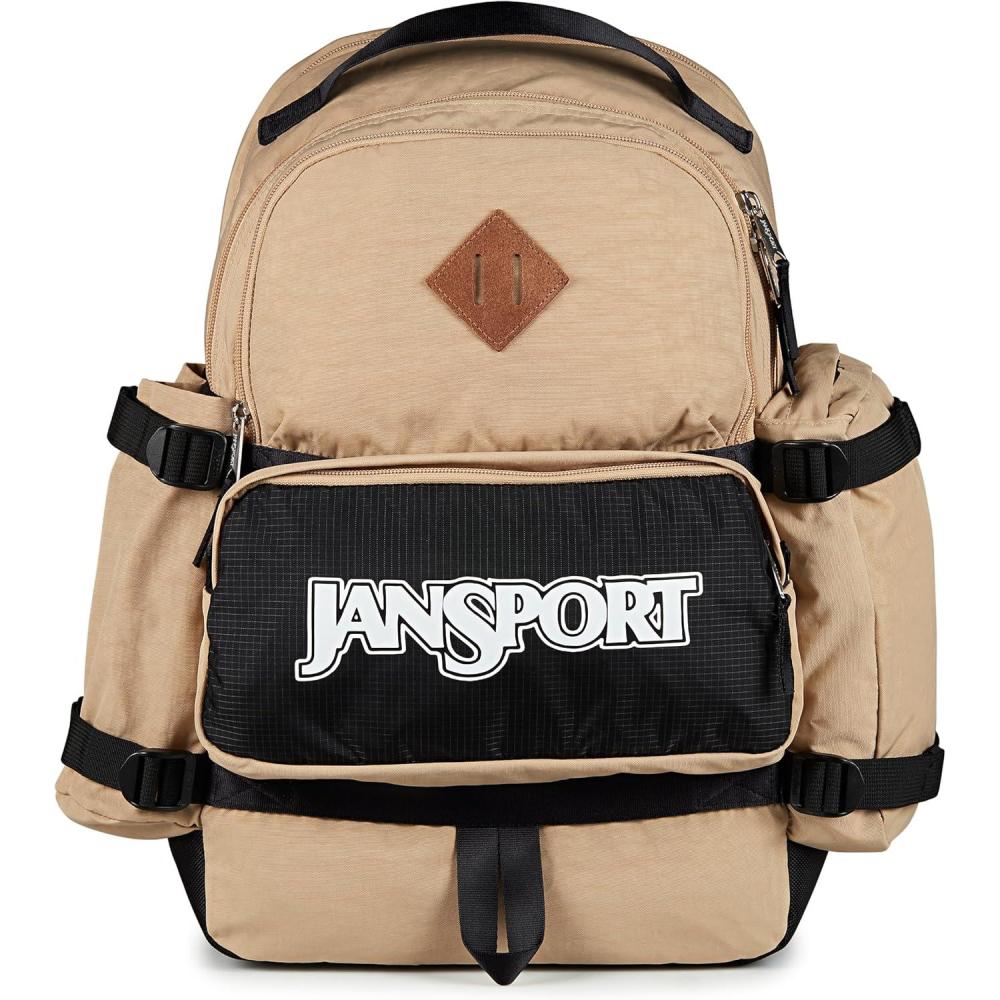 imageJanSport Seattle Pack  Durable Backpack with Main Compartment Dual Water Bottle Pockets and Zippered Plush Lined Laptop Compartment Red TapeTravertine