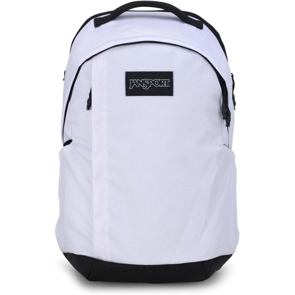 imageJanSport Station Pack  Large Backpack with Side Access Padded Laptop Sleeve Dual Water Bottle Pockets and Organizer Loft Pocket WhiteWhite