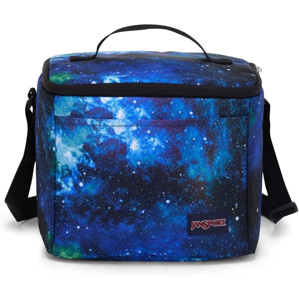 imageJanSport Super Snack  Insulated Lunch Bag with BPAFree Liner Zipper Top Opening and Adjustable Shoulder Strap Cyberspace GalaxyCyberspace Galaxy