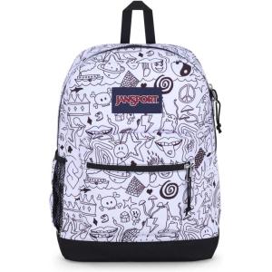 JanSport Cross Town Plus Backpack – Large Main Compartment, Side Water Bottle Pocket, 15-Inch Padded Laptop Sleeve – Black(Broken Broadcast)