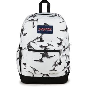 JanSport Cross Town Plus Backpack – Large Main Compartment, Side Water Bottle Pocket, 15-Inch Padded Laptop Sleeve – Black(Cyber Silver White)