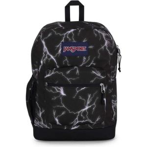 JanSport Cross Town Plus Backpack – Large Main Compartment, Side Water Bottle Pocket, 15-Inch Padded Laptop Sleeve – Black(Electric Bolts)