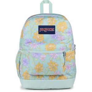 JanSport Cross Town Plus Backpack – Large Main Compartment, Side Water Bottle Pocket, 15-Inch Padded Laptop Sleeve – Black(Faded Floral Fresh Mint)
