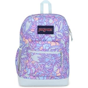 JanSport Cross Town Plus Backpack – Large Main Compartment, Side Water Bottle Pocket, 15-Inch Padded Laptop Sleeve – Black(Fluid Floral Pastel Lilac)