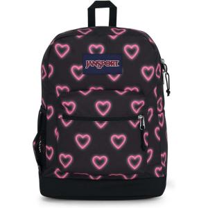 JanSport Cross Town Plus Backpack – Large Main Compartment, Side Water Bottle Pocket, 15-Inch Padded Laptop Sleeve – Black(Happy Hearts Black)