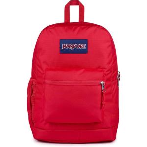 JanSport Cross Town Plus Backpack – Large Main Compartment, Side Water Bottle Pocket, 15-Inch Padded Laptop Sleeve – Black(Red Tape)
