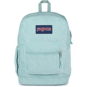 JanSport Cross Town Plus Remix Backpack – Padded Back Panel, Laptop Sleeve, and Front Pocket Organizer – Indigo Denim(Faded Sage Corduroy)