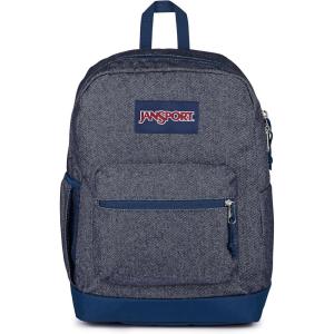 JanSport Cross Town Plus Remix Backpack – Padded Back Panel, Laptop Sleeve, and Front Pocket Organizer – Indigo Denim(Indigo Denim)