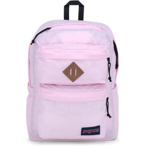 JanSport Double Break Backpack – 15-inch Padded Laptop Compartment, Dual Water Bottle Pockets, Internal Organizer, Large Main Compartment, Navy(Pink Ice)