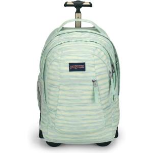 JanSport Driver 8 Rolling Backpack – Wheeled Travel Bag with 15-Inch Laptop Sleeve, One Size, Black(70s Space Dye Fresh Mint)