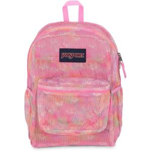 JanSport Eco Mesh Backpack, Red Tape, 17” x 12.5” x 6” – Large Semi-Transparent Bag for Adults with Laptop Sleeve, Padded Back Panel, Pastel Lilac(Neon Daisy)