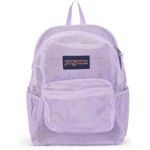 JanSport Eco Mesh Backpack, Red Tape, 17” x 12.5” x 6” – Large Semi-Transparent Bag for Adults with Laptop Sleeve, Padded Back Panel, Pastel Lilac(Pastel Lilac)