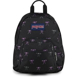 JanSport Half Pint Mini Backpack, 10.2 L – Durable Mini Bag Purse with Adjustable Shoulder Straps, Single Main Compartment, Zippered Stash Pocket, Black(Bad Bows)