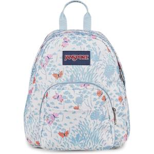 JanSport Half Pint Mini Backpack, 10.2 L – Durable Mini Bag Purse with Adjustable Shoulder Straps, Single Main Compartment, Zippered Stash Pocket, Black(Fluttering Fields)