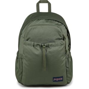 JanSport Lounge Pack – Large Main Compartment, Dual Water Bottle Pockets, Front Drawcord Pocket, Padded Laptop Sleeve, Oyster Mushroom(Cargo Green)