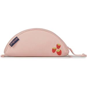JanSport Luna Blue Compact Minimalist Semicircular Pouch(Strawberry Embroidery)
