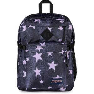 JanSport Main Campus Backpack – Travel or Work backpack w 15-Inch Laptop Sleeve and Dual Water Bottle Pockets, Graphite Grey(Sprayed Stars Pastel Lilac)