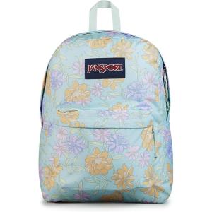 JanSport SuperBreak One Backpacks – Durable, Lightweight Bag with 1 Main Compartment, Front Utility Pocket with Built-in Organizer – Premium Backpack, Russet Red(Faded Floral Fresh Mint)