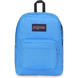 JanSport SuperBreak One Backpacks – Durable, Lightweight Bag with 1 Main Compartment, Front Utility Pocket with Built-in Organizer – Premium Backpack, Russet Red(Blue Neon)