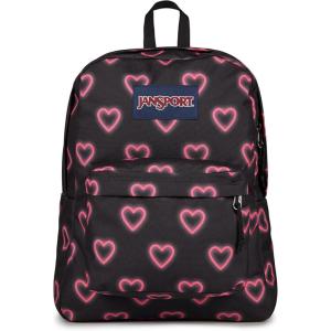 JanSport SuperBreak One Backpacks – Durable, Lightweight Bag with 1 Main Compartment, Front Utility Pocket with Built-in Organizer – Premium Backpack, Russet Red(Happy Hearts Black)