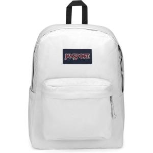 JanSport SuperBreak Plus Backpack with Padded 15-inch Laptop Sleeve and Integrated Bottle Pocket – Spacious and Durable Daypack for Work and Travel – Black(White)