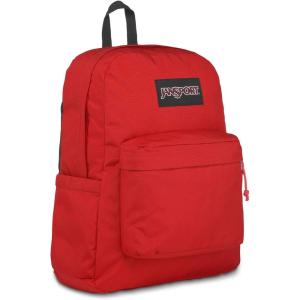 JanSport SuperBreak Plus Backpack with Padded 15-inch Laptop Sleeve and Integrated Bottle Pocket – Spacious and Durable Daypack for Work and Travel – Black(Red Tape)