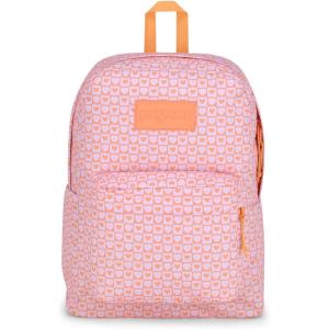 JanSport Superbreak Backpack – Durable, Lightweight Premium Backpack, Red Tape(Hyped Hearts Pink)