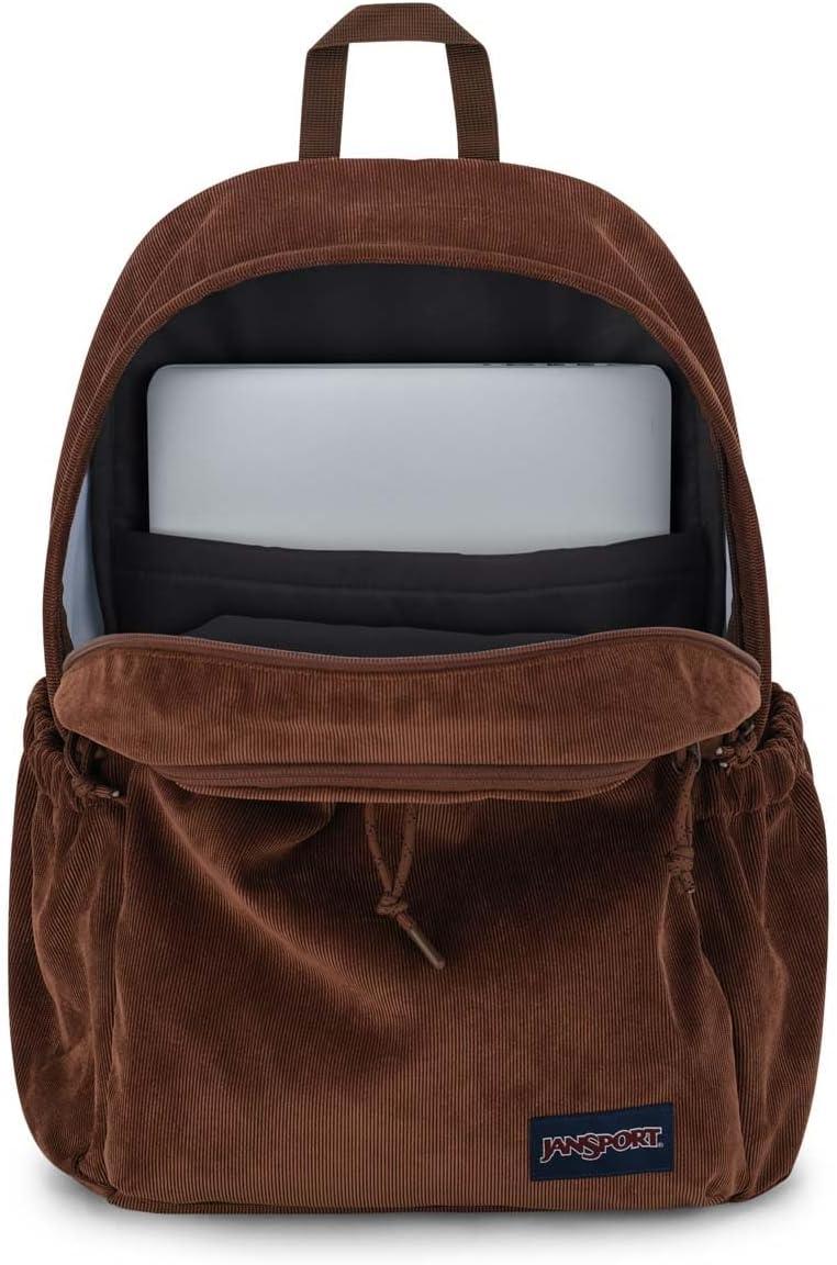 imageJanSport Lounge Pack FX Large Main Compartment Dual Water Bottle Pockets Front Drawcord Pocket Padded Laptop Sleeve Black CorduroyBasic Brown