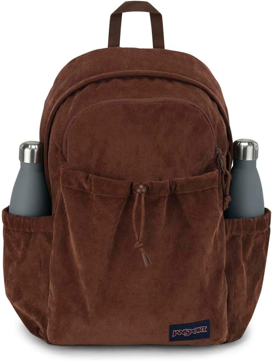 imageJanSport Lounge Pack FX Large Main Compartment Dual Water Bottle Pockets Front Drawcord Pocket Padded Laptop Sleeve Black CorduroyBasic Brown