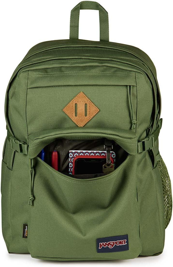 imageJanSport Main Campus FX Backpack  Travel or Work Bag w 15Inch Laptop Pack with Leather Trim BlackCargo Green